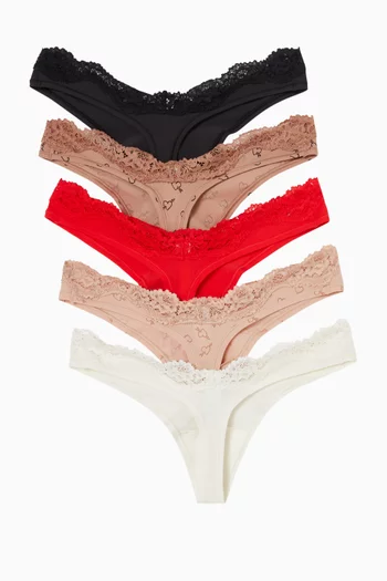 Fits Everybody Lace Dipped Thong, Set of 5