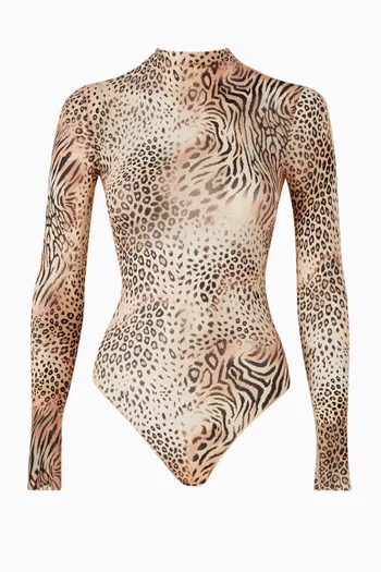 Milky Sheer Mock Neck Bodysuit