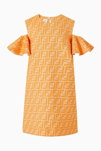 فستان بكتف مكشوف قطن بشعار FF