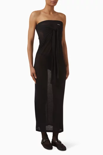 Long Ribbed Knit Jersey Dress