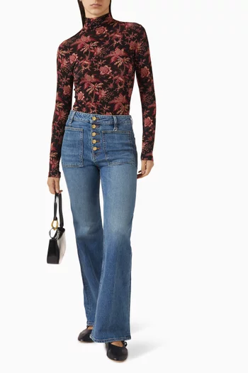 Aurelia Printed Turtleneck in Rayon