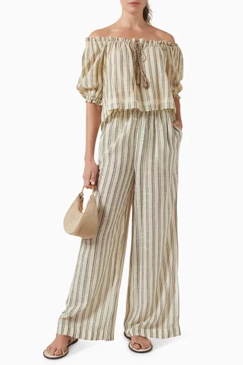 Josephine Striped Cover-up Pants in Cotton