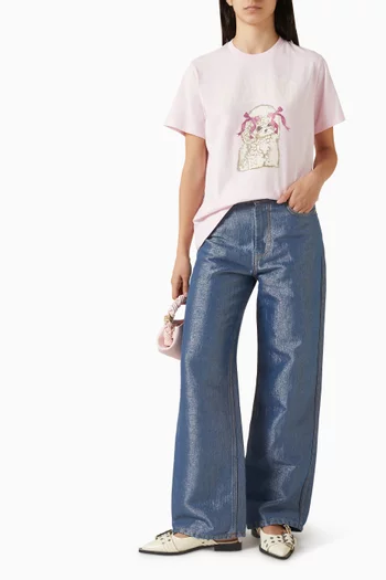 Poodle-print T-shirt in Organic Cotton Jersey