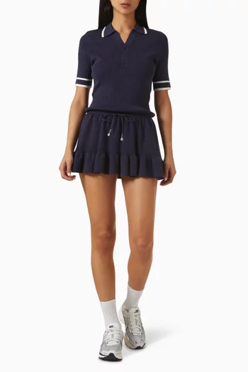 Plume Knit Collared Mini Dress in Cotton-blend