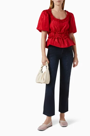 بلوزة إيفرلي بكشكش قماش تفتا