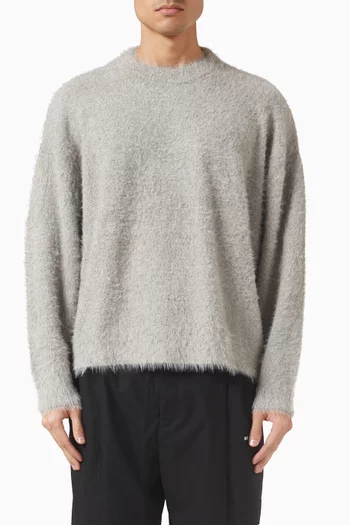 سترة منسوجة بفتحة رقبة مستديرة صوف ألبكة صناعي