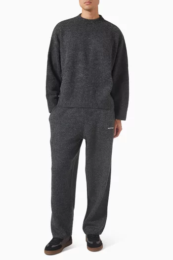 سترة بفتحة رقبة مستديرة منسوجة من مزيج موهير