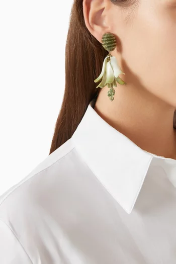 أقراط متدلية بمشبك وتصميم بتلات نحاس بلون ذهبي