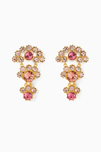 أقراط متدلية بتصميم مقوس مرصعة بالكريستال نحاس بلون ذهبي