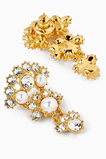 أقراط متدلية بتصميم مقوس مرصعة بالكريستال نحاس بلون ذهبي