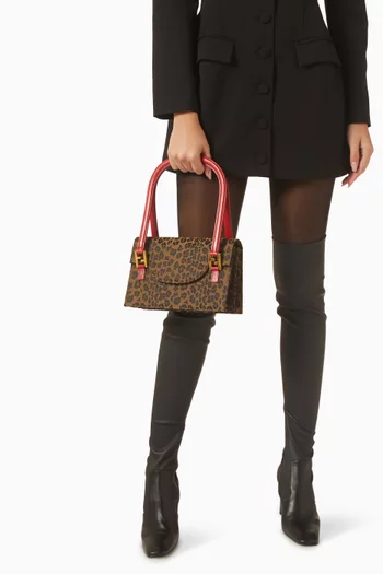 2000s Leopard Print Shoulder Bag in Canvas