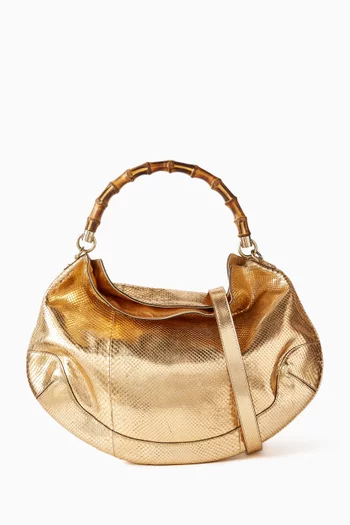 2010s Peggy Bamboo Hobo Bag in Python Leather
