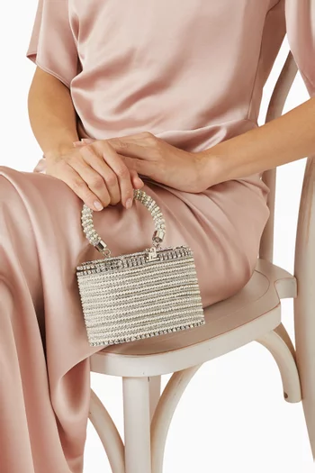 Mini Holli Libellula Crystal Top-handle Bag in Silver-plated Brass