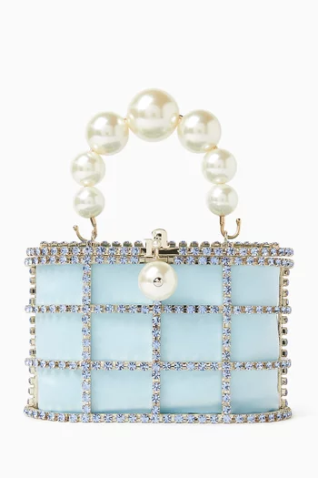 Mini Holli Crystal Top-handle Bag in Satin