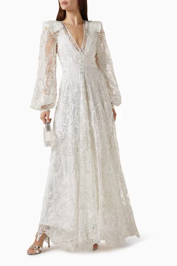 Guinevere Embellished Gown in Lace