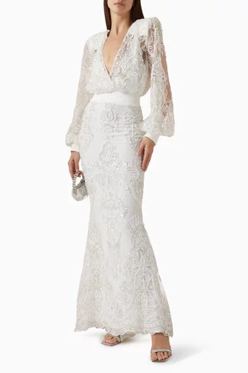 Constanze Embellished Gown in Lace