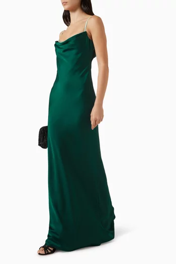 The Crystal Carrie Maxi Dress in Satin