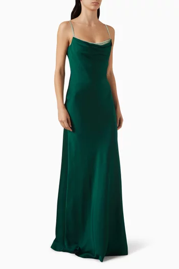 The Crystal Carrie Maxi Dress in Satin