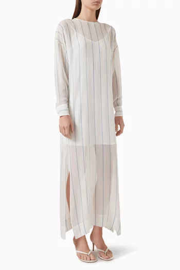Capri Striped Maxi Dress in Silk