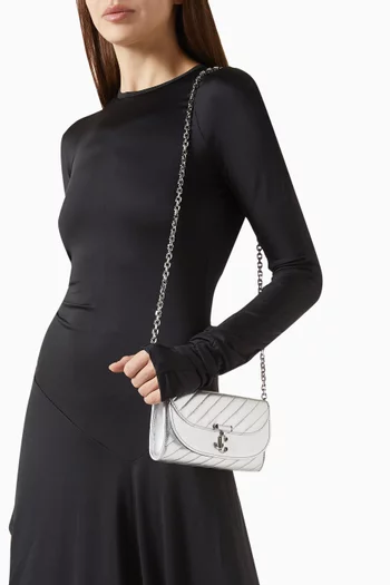 Curve Chain Wallet in Metallic  Leather