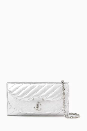 Curve Chain Wallet in Metallic  Leather