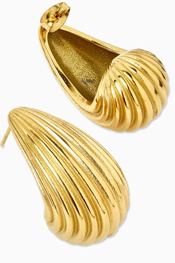 Wave Drop Earrings in 18kt Gold-plated Metal