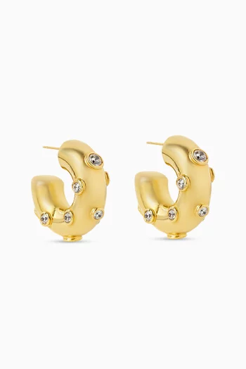 B.O Loopi Crystal Hoop Earrings in 24kt Gold-plated Metal