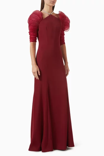 فستان سهرة بتطريزات كريب وأورجانزا