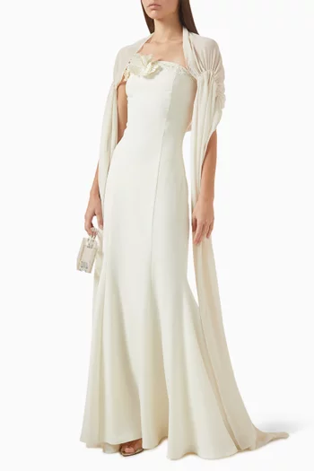 فستان بتطريزات كريب وشيفون