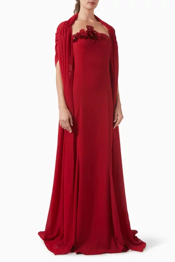 فستان بتطريزات كريب وشيفون