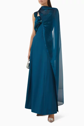 فستان بشال كريب وأورجانزا