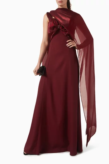 فستان بشال كريب وأورجانزا