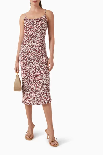 فستان سكاي بنقشة لاكي حرير جيانهونغ وكريب