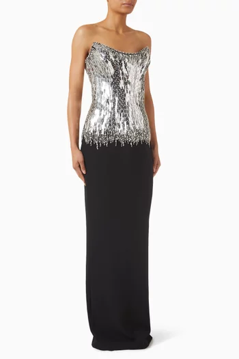 فستان سهرة ريجان مزين بتطريزات بالكريستال