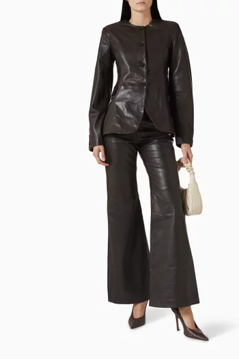 جاكيت بقصة واسعة جلد