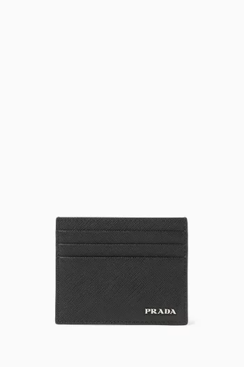 Logo Card Case in Saffiano Leather
