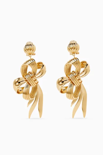 Bow Clip-on Earrings in Gold-tone Brass
