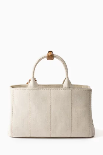 Large Jardinière Bag in Linen & Canvas