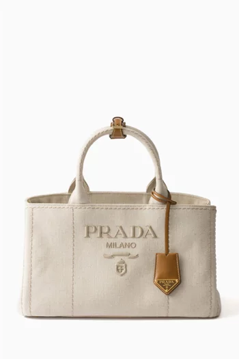 Large Jardinière Bag in Linen & Canvas