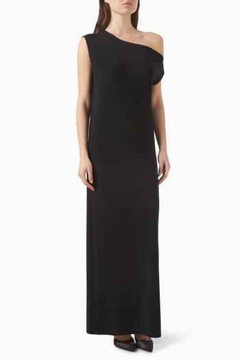 Drop-shoulder Slit Dress in Poly Lycra