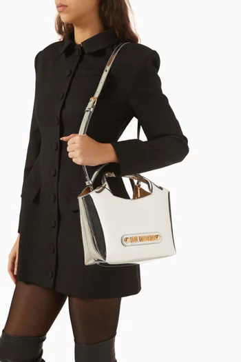 Mini Shopper Tote Bag in Faux Mirror Leather