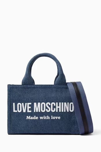 Small Signature Tote Bag in Denim