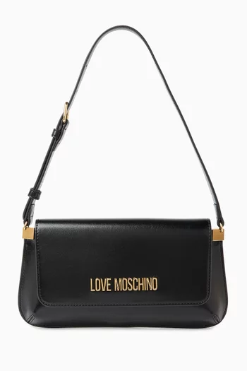 Flat Shoulder Bag in Faux Leather