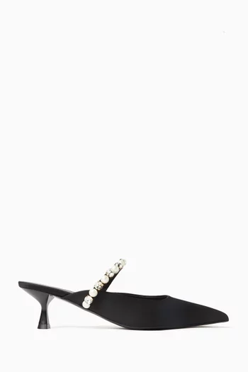 Elsa 50 Embellished Mules in Satin