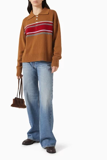 Stripe Polo Sweater in Cashmere