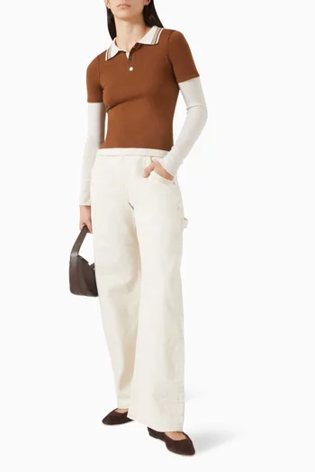 Layered Polo Top in Cashmere Blend