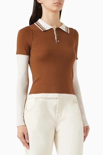 Layered Polo Top in Cashmere Blend