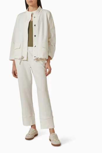 Drawstring-hem Cardigan in Organic Cotton Terry