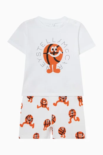 شورت بطبعة كرة سلة قطن 