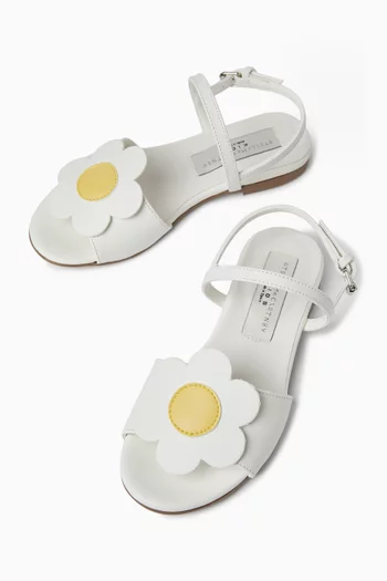 Daisy Flower Sandals in Leather